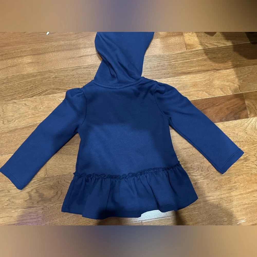 Elegant Navy Girls 3T Jacket with Delicate Floral Accents